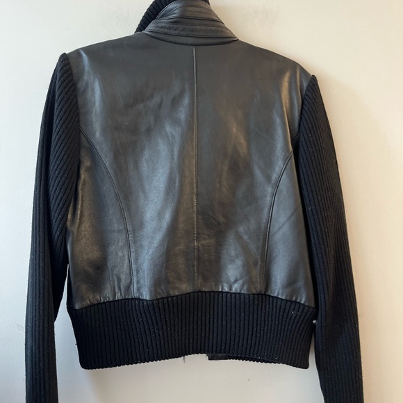 Tristan & Iseut Leather Jacket With Knit Ribbed Sleeves - Picture 11 of 15